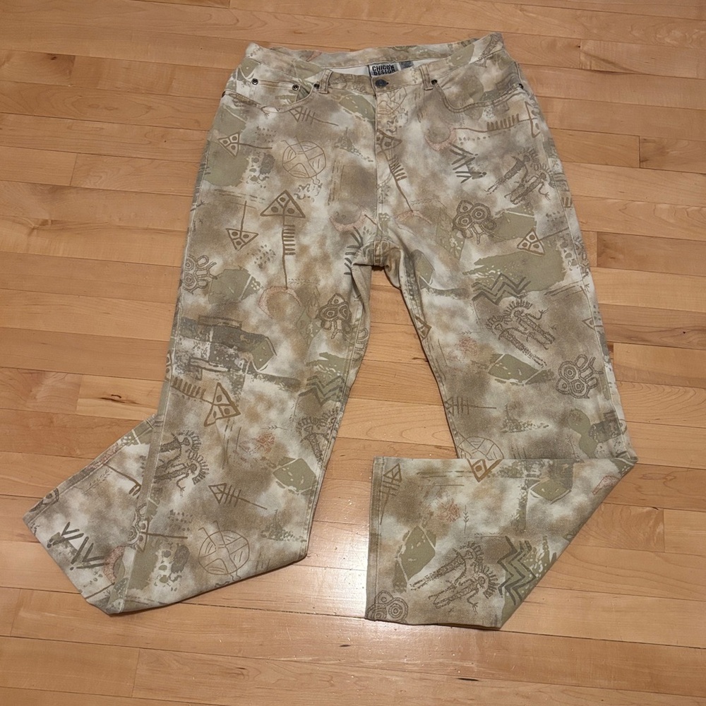 Chico's Cave Art Petroglyph print Straight Leg Jeans - Beautiful!